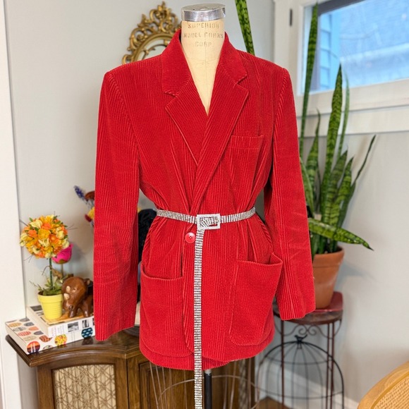 Liz Claiborne Jackets & Blazers - Liz Sport Vintage 80s Red Wide wale Corduroy Blazer Jacket Women Size L